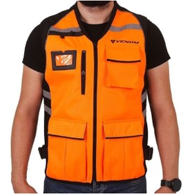 Resim Venom Vn-911 Motocu Reflektör Yelek Turuncu 