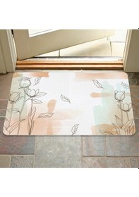 Resim Dijital Baskılı Hoş Geldiniz Yazılır Desenli Dekoratif Dış Kapı Önü Ve Iç Mekan Paspası Yıkanabilir Ekru 