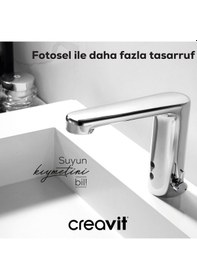 Resim Creavit Fotoselli Lavabo Armatürü Çift Su Girişli Krom Bt.es2410 