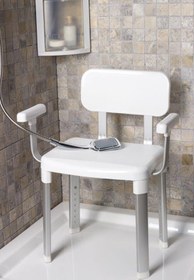 Resim Primanova Cappadocia Paslanmaz Alüminyum Sırt ve Kol Destekli Yaşlı Engelli Banyo Sandalyesi (130 KG Kapasite) - Beyaz 