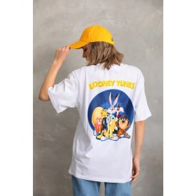 Resim Marsilyan Baskılı Oversize T-Shirt - Beyaz - 