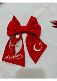 Resim Atatürk Ay Yıldız Nakış İşlemeli Toka Kırmızı 