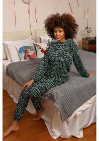 Resim Akbeniz Kadın Uzun Kol 3 İplik Penye Pijama Takım 4181 Yeşil 