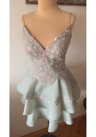 Resim Chica Rosa Fashion Su Yeşili Kristal Taşlı Prenses Elbise - Sage Dream 
