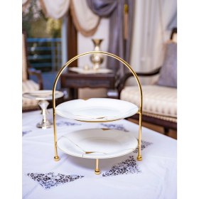 Resim Bakır Concept Gümüş Kaplama İki Katlı Etejer Sunumluk 