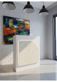 Resim Resital Ledli Karşılama Bankosu G-90 Cm Ofis Kasa Resepsiyon Masası Banko-002-1-8 