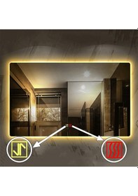 Resim H 80x100cm Buğu Çözücülü Dokunmatik Işıklı Ledli Banyo Aynası 