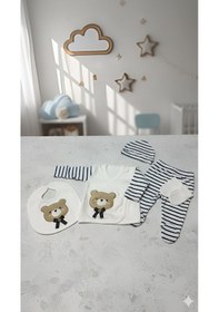 Resim Balbeybi Yenidoğan Ayıcıklı 5 Parça Bebek Hastane Çıkış Seti %100 Pamuk Unisex Kutulu Set Bay-yndg-5l-2025a Beyaz 