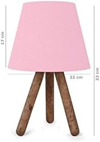 Resim Bohhem North Home Ahşap Ayaklı Abajur Kumaş Başlık 2'li Toz Pembe 