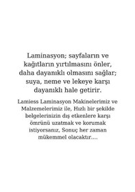 Resim Lamiess 102 X 170 Mm 250 Mıc.Polyester Laminasyon Filmi 100'Lü 
