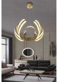 Resim Arya Çift Yönlü Sıralı Led Avize - - Kumandalı / Gold Gold 