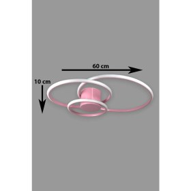 Resim Mediterian Modern Pembe Çocuk ve Salon Avizesi, Alüminyum, 3'lü Led, 60x45 cm 