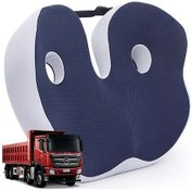 Resim Oldfriend Hafızalı Köpük Kamyon Şoför Yastığı, Bel Desteği, Deniz Mavisi, Yıkabilir 