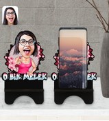 Resim Bk Gift Kişiye Özel O Bir Melek Karikatürlü Ahşap Biblo Telefon Standı-1 