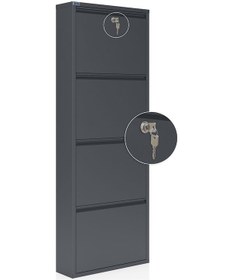 Resim Ceha Kilitli 4'lü Metal Ayakkabılık Antrasit - K.AYK-4 /AB7024/KL 