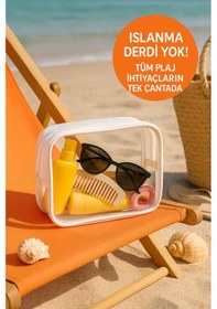 Resim Hig Home Su Geçirmez Şeffaf Plaj Çantası Tatil İçin Organizer Beyaz 