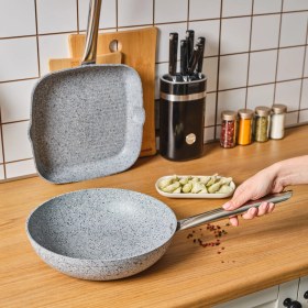 Resim Karaca Biogranit Nare Wok - Grill Set Blue 