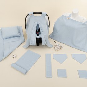 Resim 11 Parça Avantajlı Set - Tek Taraflı - Bebe Mavisi Müslin 