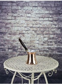 Resim Ahşap Saplı Kalın Bakır Cezve 5 Fincanlık 