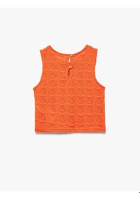 Resim Koton Bisiklet Yaka Kolsuz Slim Fit Kroşe Crop Atlet Turuncu 5skg30107ak Turuncu 