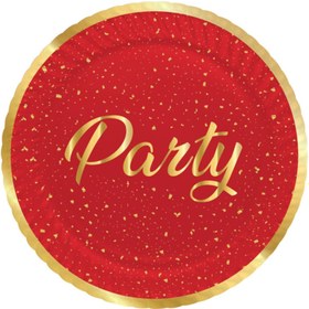 Resim Genel Markalar Karton Tabak Parti Zamanı Kırmızı 23cm 8'li 