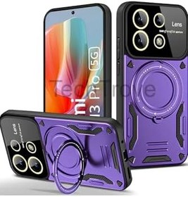 Resim Xiaomi Redmi Note 13 Pro 5G Kılıf Kamera Korumalı Stand Özellikli Maksimum Darbe Korumalı Kapak Mor 