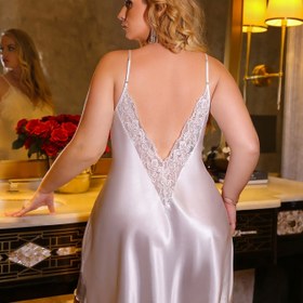 Resim Kadınlar İçin Plus Beden Şık Sırtı Açık Gecelik - Pastel Renkler, Spagetti Askılı Rahat Pijama Elbise, Makinede Yıkanabilir, Saydam Olmayan Gizlilik, Tüm Mevsimler İçin Ev Giyimi, Kadın Pijamaları, Konforlu Ev Kıyafeti 