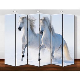 Resim Dekobul Kıratlar 6 Kanat Tekerlekli Kanvas Paravan 