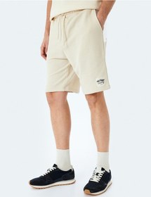 Resim Koton Cepli Etiket Detaylı Pamuk Karışımlı Beli Bağcıklı Şort Bej 5sam40004mk Ekru 