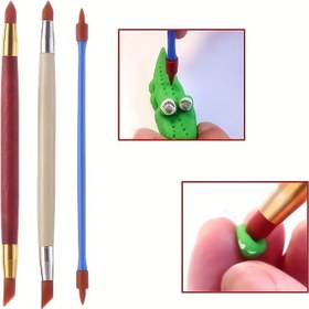 Resim 3 adet Silikon Kauçuk Şekillendirici Kalem Çift Başlı Seramik Kil Heykeltıraş Araçları Seramik Seramikler Oyma Modelleme Şekillendirme Aracı El Sanatları 