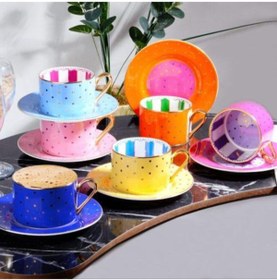 Resim Bone China Lüx Porselen Çay & Nescafe Fincan Takımı 