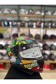 Resim Sway Sw 865 Boom Black Colourful Full Face Güneş Vizörlü Kask 