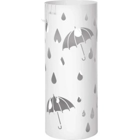 Resim LUC23W Şemsiye Standı, Metal Yuvarlak Şemsiye Ayağı, Su Toplama Kasesi Çıkarılabilir, Kancalı, 49 x Ø 19,5 Cm, Beyaz 