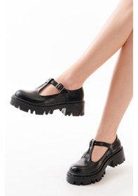 Resim 868-757 Siyah Rugan Günlük Yüksek Tabanlı Loafer Ayakkabı Siyah 