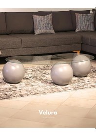 Resim Modern Orta Sehpa & Top Sehpa Cam Sehpa & Küre Orta Sehpa - Gri Top - Fasulye - Şeffaf Cam Gri 