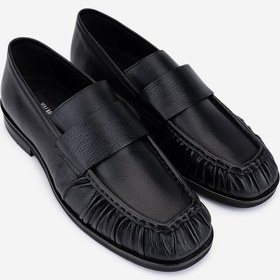 Resim Valmenti Erkek Hakiki Deri Siyah Loafer Ayakkabı 