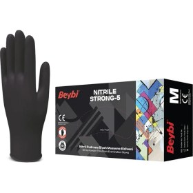 Resim Beybi Pudrasız Nitril Muayene Eldiveni 100´LÜ Siyah Strong-5 