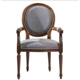 Resim Bengimobilya Sandalye Zus036 Tam Kolçak Oymalı Madalyon Model Gri Örgü Kumaş Y 