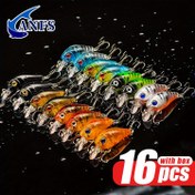 Resim ANFS 16 adet Canlı Kancalı Mini Olta Yemi - Çeşitli Kançıklarla Gerçekçi Yapay Yem, Mavi, Yeşil, Turuncu, Siyah Renkler - Balıkçılar İçin Mükemmel Hediye, Noel Olta Yemleri, Dayanıklı Balıkçılık Ekipmanı, Yüksek Kaliteli Plastik 
