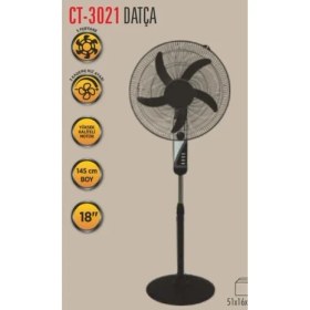 Resim Raks Cata Datça 5 Pervaneli Ayaklı Vantilatör 65 W Siyah Gövde Özellikli 3 Kademeli CT-3021 