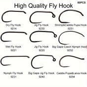 Resim 50 Adet Profesyonel Yarış Barbless Fly Fishing Kancaları - Ağır Hizmet Karbon Çelik, Keskin ve Düzgün Tasarım - Kuru, Islak, Nymph, Karides, Caddis için #6, #8, #10, #12, #14, #16, #18, #20 Boyutları - Alabalık, Levrek, Somon Balığı için İdeal - Rekabetçi ve Günlük Balıkçılık Malzemeleri - Tika Sports 