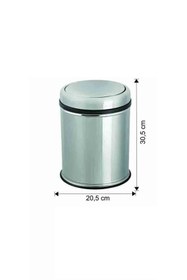 Resim KG-GOLDPAPER 8 Litre Iç Hacimli Paslanmaz Krom Çelik Pratik Döner Kapaklı Banyo Ve Mutfak Çöp Kovası 