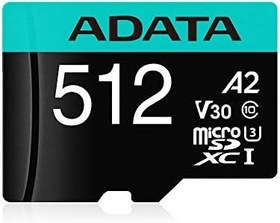 Resim ADATA Premier Pro 512GB microSDXC/SDHC UHS-I U3 Class 10(V30S) Bellek Kartı, Siyah 