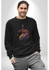 Resim Resim Fırcası Unisex Siyah Baskılı Sweatshirt Siyah 
