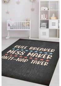 Resim Homshtag Kuralsız Ve Uykusuz Siyah Çocuk Odası Halısı Minimal Çocuk Halısı Çok Renkli 