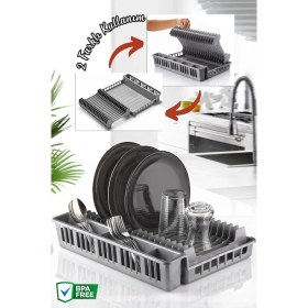 Resim Open Home Tezgah Üstü Katlanır Bulaşıklık - Tabaklık - Kurutmalık Bulaşık Düzenleyicisi Antrasit 