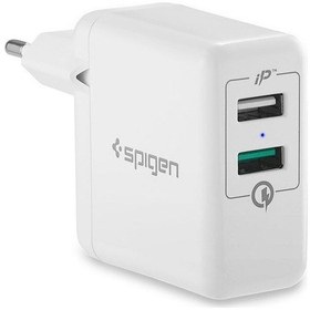 Resim Spigen Essential F207 Qualcomm 3.0 Çift Usb İp Hızlı Şarj Aleti - 30w Hızlı Şarj Cihazı 