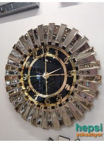 Resim Güneş Bronze Black Altın Siyah 85 Cm Dekoratif Aynalı Duvar Saati 