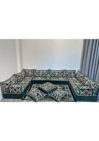Resim Coton Şark Köşesi Anadolu Desenli Minder Takımı Konsept Yeşil 