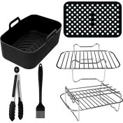 Resim 6 Adet Çift Sepet Hava Fritöz Parçaları Çift Bölge Derin 7.6l-9.5l Izgara ve Pişirme Için (Yurt Dışından) 